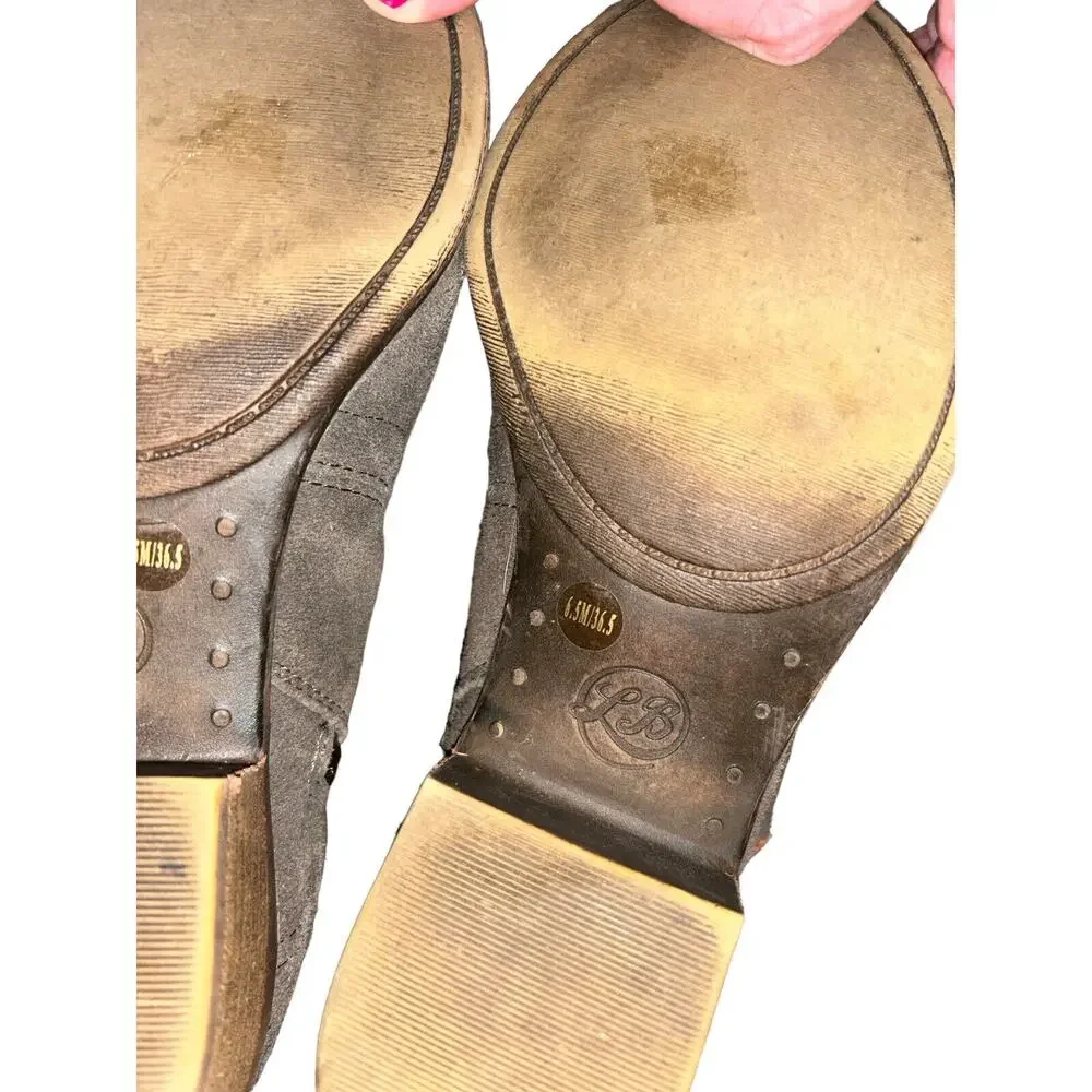 Lucky Brand Boots Womens 6.5 M Brolley Ankle Bootie Brown Suede Cuban Zip‎ Up
